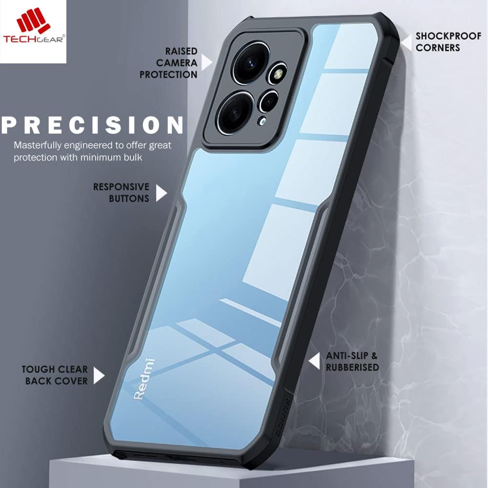 [Fusion Armour Case] Premium Hybrid Tough Heavy Duty, Clear Back, Bumper Case for Xiaomi Redmi Note 12 5G