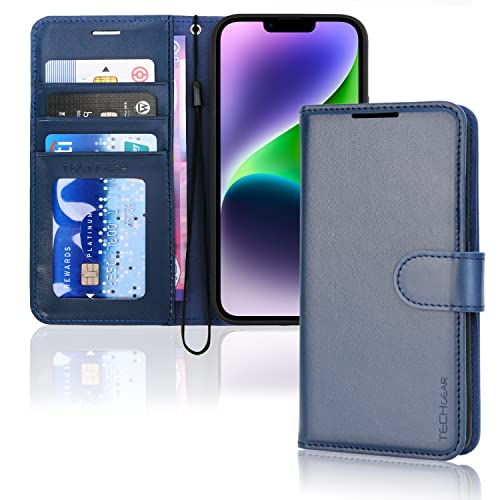 [Wallet Case] Protective Cover with Cash & Card Holder, Stand and Wrist Strap For Apple iPhone 15