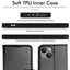 [Wallet Case] Protective Cover with Cash & Card Holder, Stand and Wrist Strap For Apple iPhone 15