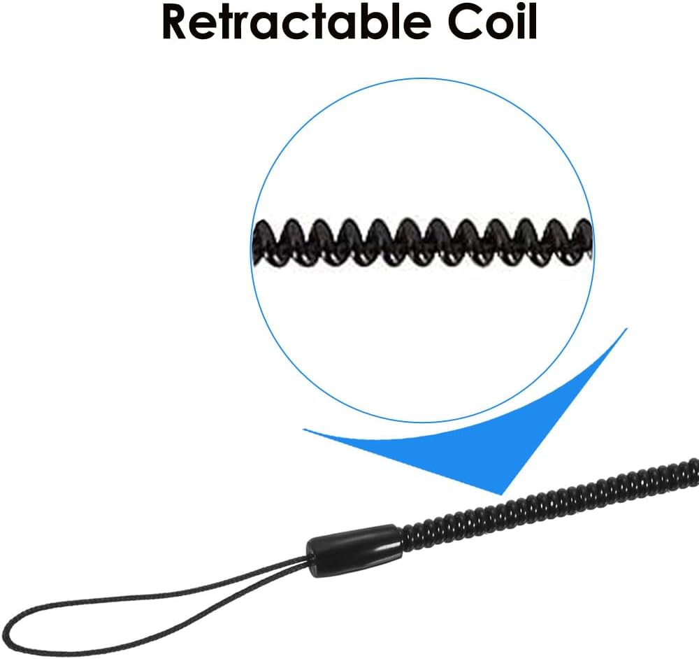 [Stylus Tether] 8" Retractable Spring Coil Strap, Elastic Coil Lanyards, Tether Strings Cord for Stylus Touch Pens/Pencils