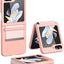 Samsung Galaxy Z Flip 5 Screen Protector Case, Z Flip 5 Case with Stylish Leather Hinge & Metal Trim, Hard PC Shockproof [Screen Protector] Case