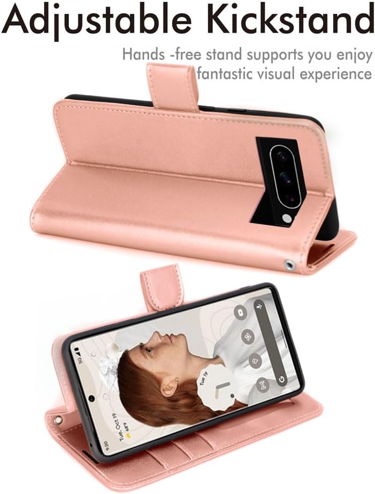 [Wallet Case] Protective Cover with Cash & Card Holder, Stand and Wrist Strap For Google Pixel 8 Pro