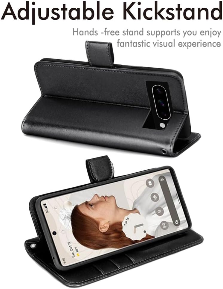 [Wallet Case] Protective Cover with Cash & Card Holder, Stand and Wrist Strap For Google Pixel 8 Pro