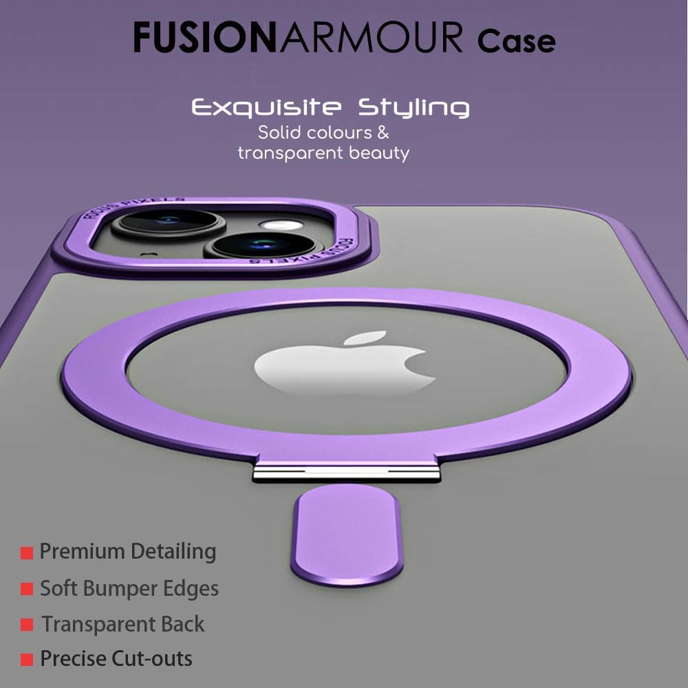 [Fusion Armour Ring] Premium Tough Protective Magnetic Ring Kickstand Case, MagSafe Case for iPhone 15 Plus 6.7"