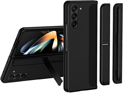 Samsung Galaxy Z Fold 5 Phone Case, [Interchangeable S-Pen Holder / Kickstand] [Front Screen Frame] Ultra-thin Hard PC Bumper Full Protective Cover