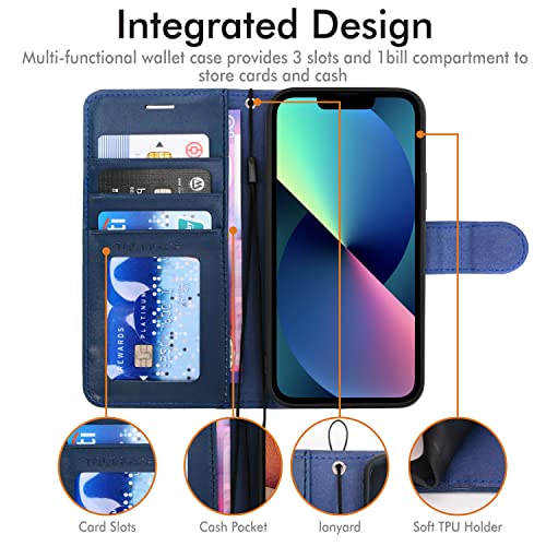 [Wallet Case] Protective Cover with Cash & Card Holder, Stand and Wrist Strap For Apple iPhone 15 Plus