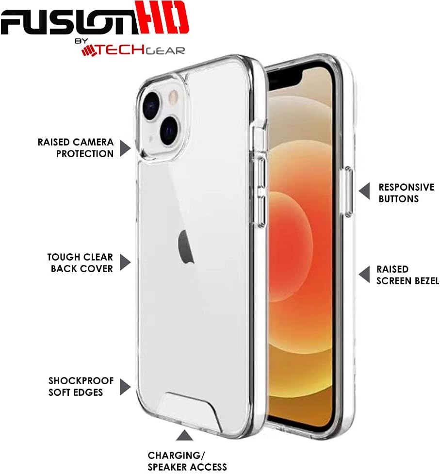 [Fusion HD Case] Shockproof Fused Gel Bumper & Hard Back Slim Clear Cover for iPhone 13 Mini