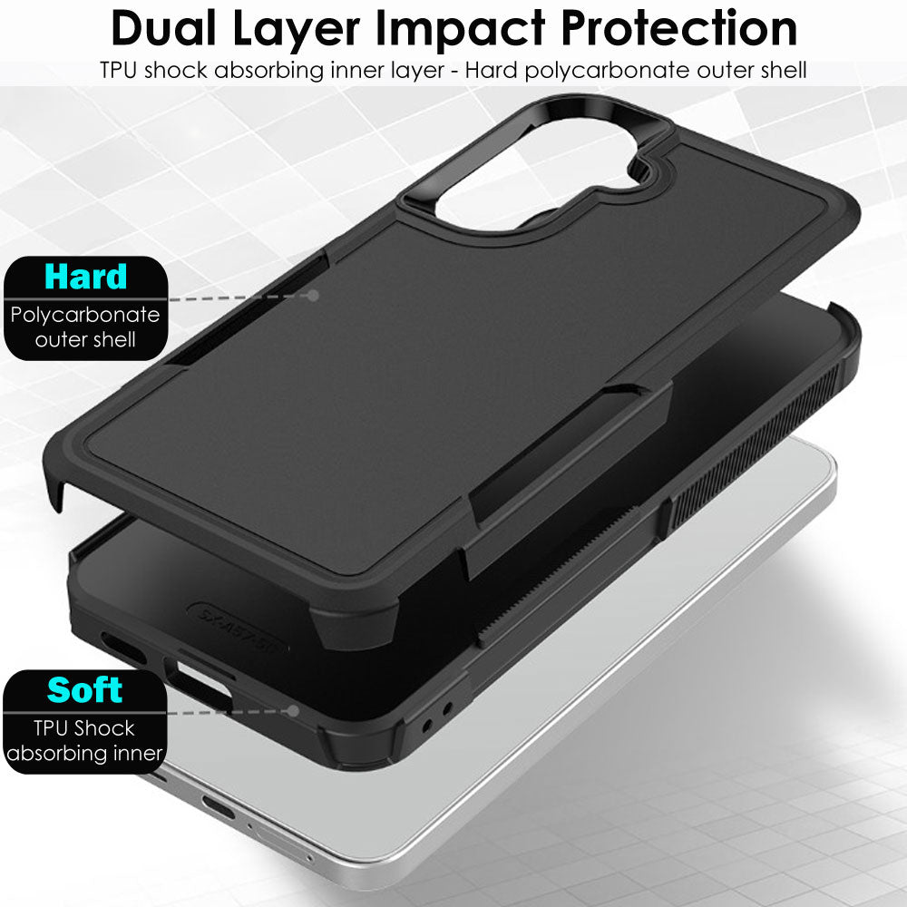 TECHGEAR Tough Rugged Case for Samsung Galaxy A57 5G / A57 4G – Heavy Duty Shockproof Work Phone Case with Dual Layer Protection, Non-Slip Grip & Raised Screen Protection (Black)