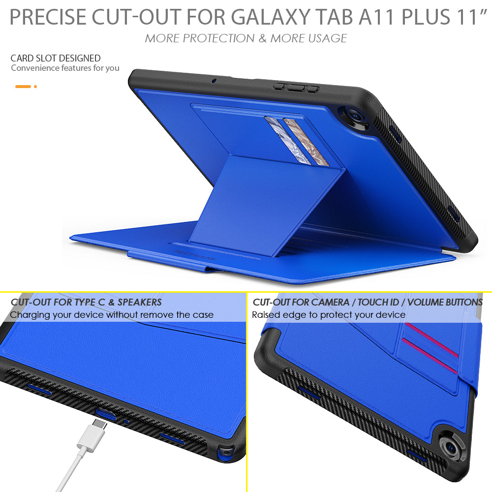 TECHGEAR Enduro Case for Samsung Galaxy Tab A11+ / A11 Plus 11"(SM-X230/X236) – Rugged Magnetic Smart Case with Stand, Card Slot & Trolley Compatible [Auto Sleep/Wake]