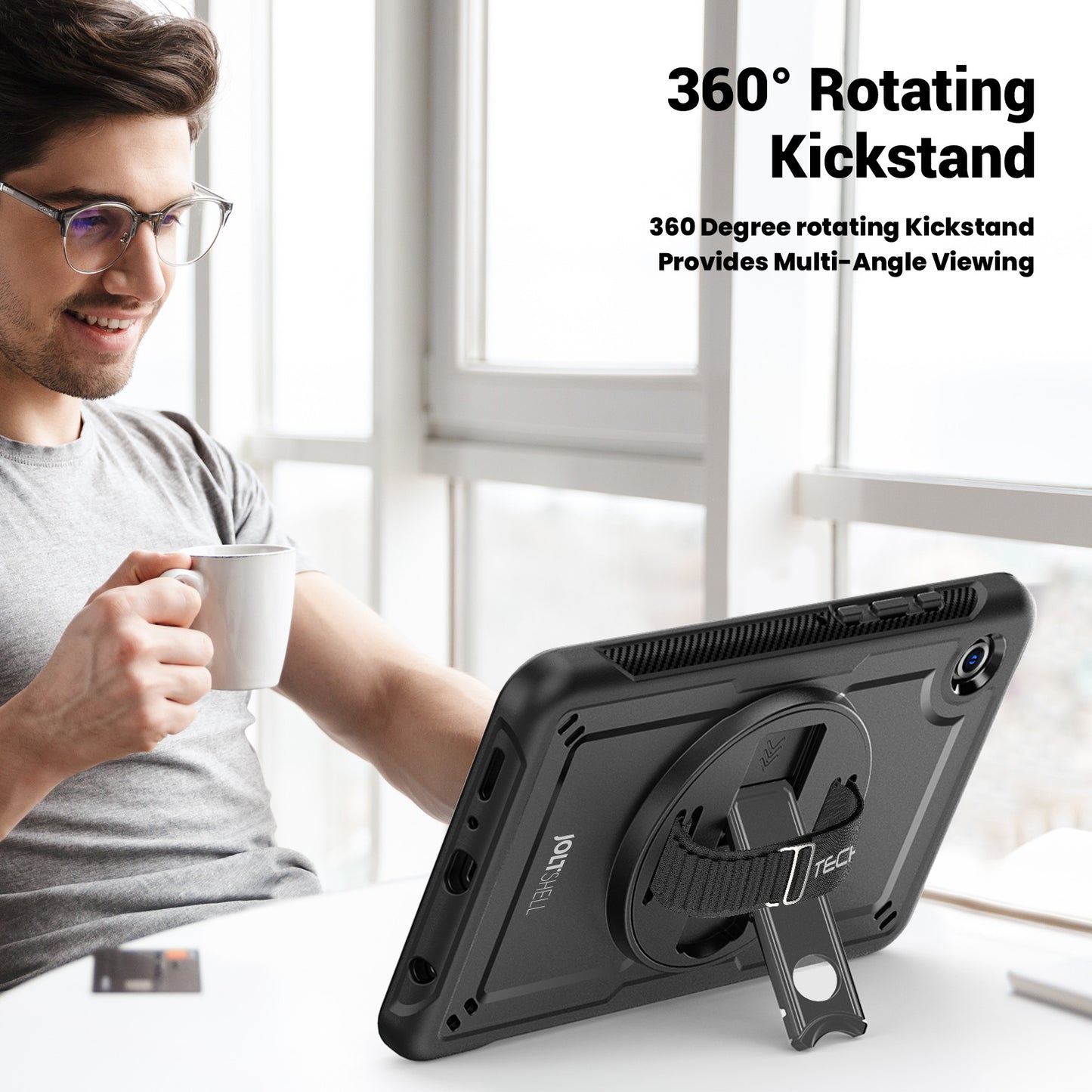 TECHGEAR JOLT Case for Samsung Galaxy Tab A11 8.7" (SM-X130 / SM-X135) – Slim Rugged Case with 360° Stand, Hand Strap & Shoulder Strap