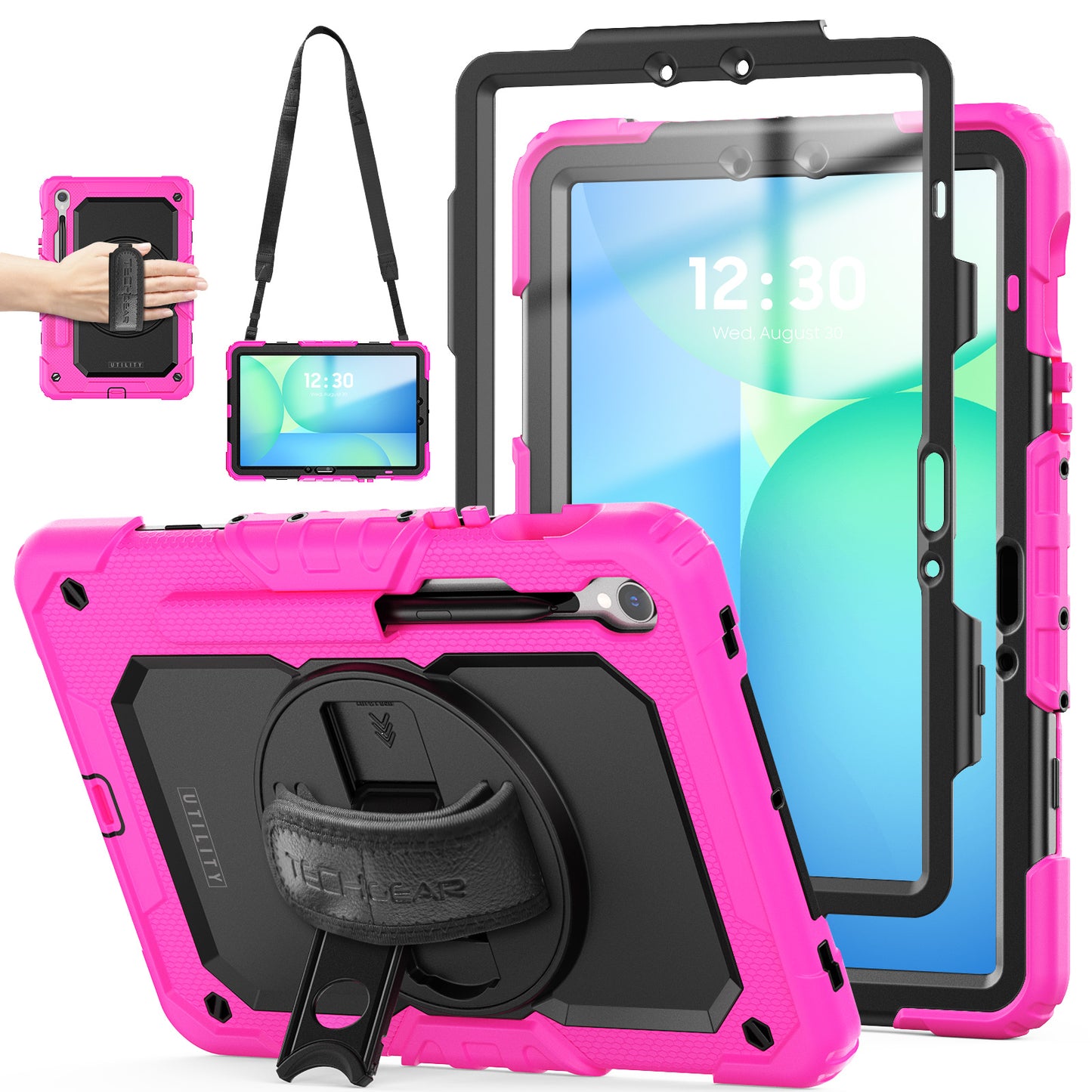 TECHGEAR Utility Case for Samsung Galaxy Tab S10 Lite / S10 FE / S9 FE 10.9" (SM-X400, X406, X520, X526, X510, X516) – Heavy Duty Full-Body Shockproof Case with Stand, Hand & Shoulder Strap