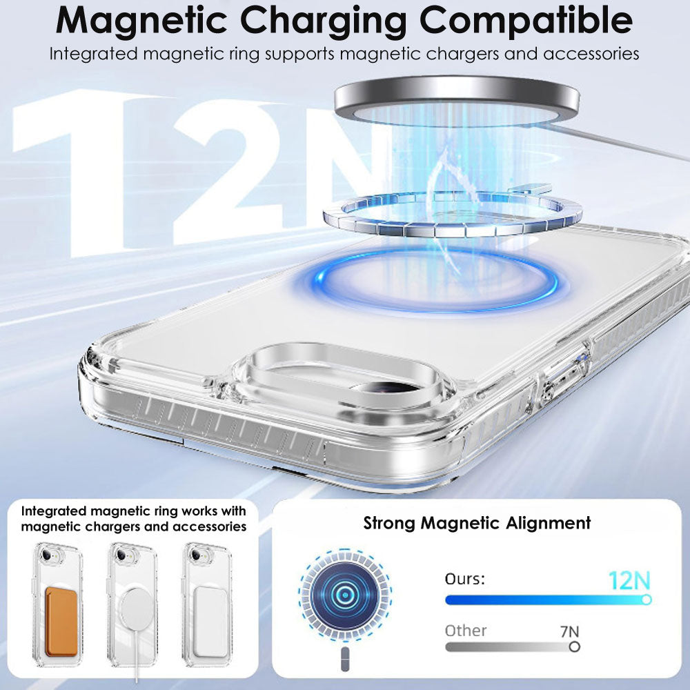 TECHGEAR Clear Magnetic Case for iPhone 17e / iPhone 16e - MagSafe Compatible Shockproof Hybrid Phone Case with Hard Clear Back, TPU Bumper and Slim Transparent Protection