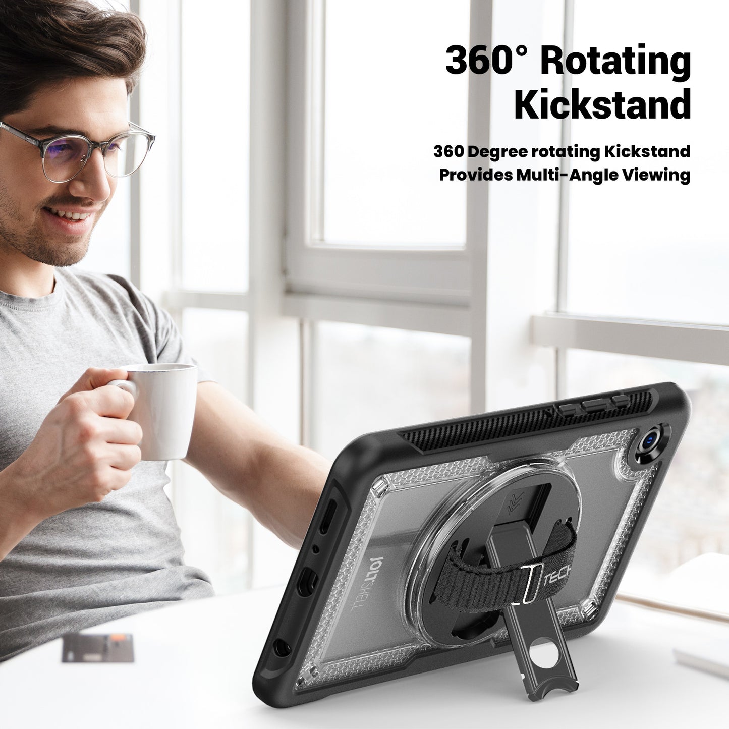 TECHGEAR JOLT Case for Samsung Galaxy Tab A11 8.7" (SM-X130 / SM-X135) – Slim Rugged Case with 360° Stand, Hand Strap & Shoulder Strap