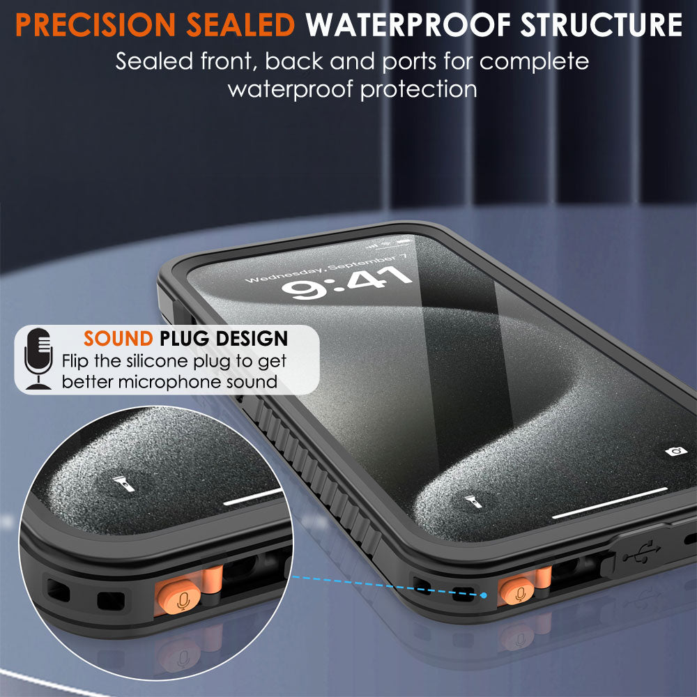 TECHGEAR Waterproof MagSafe Charging Case for iPhone 15 Pro 6.1" – IP68 Shockproof 360° Full Body Sealed Cover with Built-In Screen Protector