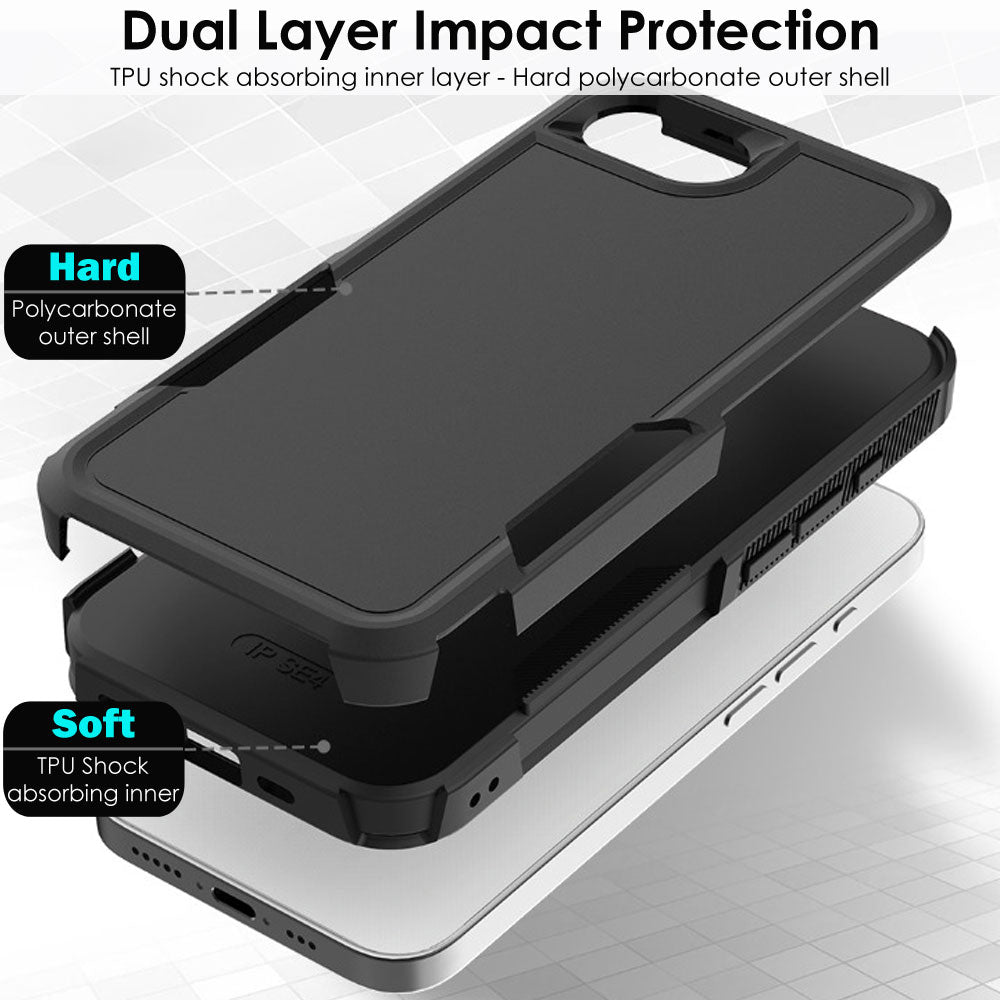 TECHGEAR Tough Rugged Case for iPhone 17e / iPhone 16e – Heavy Duty Shockproof Work Phone Case with Dual Layer Protection, Non-Slip Grip & Raised Screen Protection (Black)