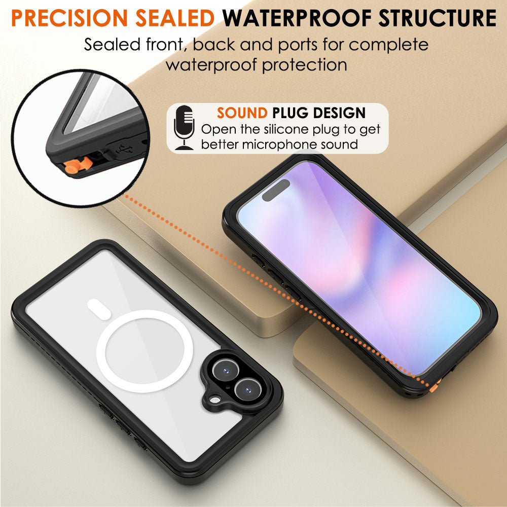 TECHGEAR Waterproof MagSafe Charging Case for iPhone 17 6.3" – IP68 Shockproof 360° Full Body Sealed Cover with Built-In Screen Protector