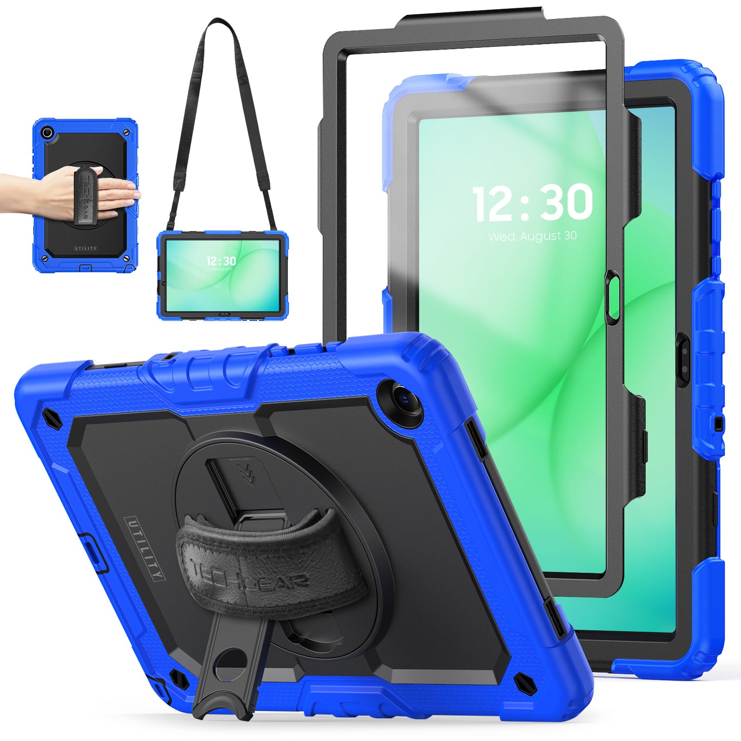 TECHGEAR Utility Case for Samsung Galaxy Tab A11+ (A11 Plus) 11" (SM-X230 / SM-X236) – Full Body Rugged Case with Stand, Hand Strap & Shoulder Strap