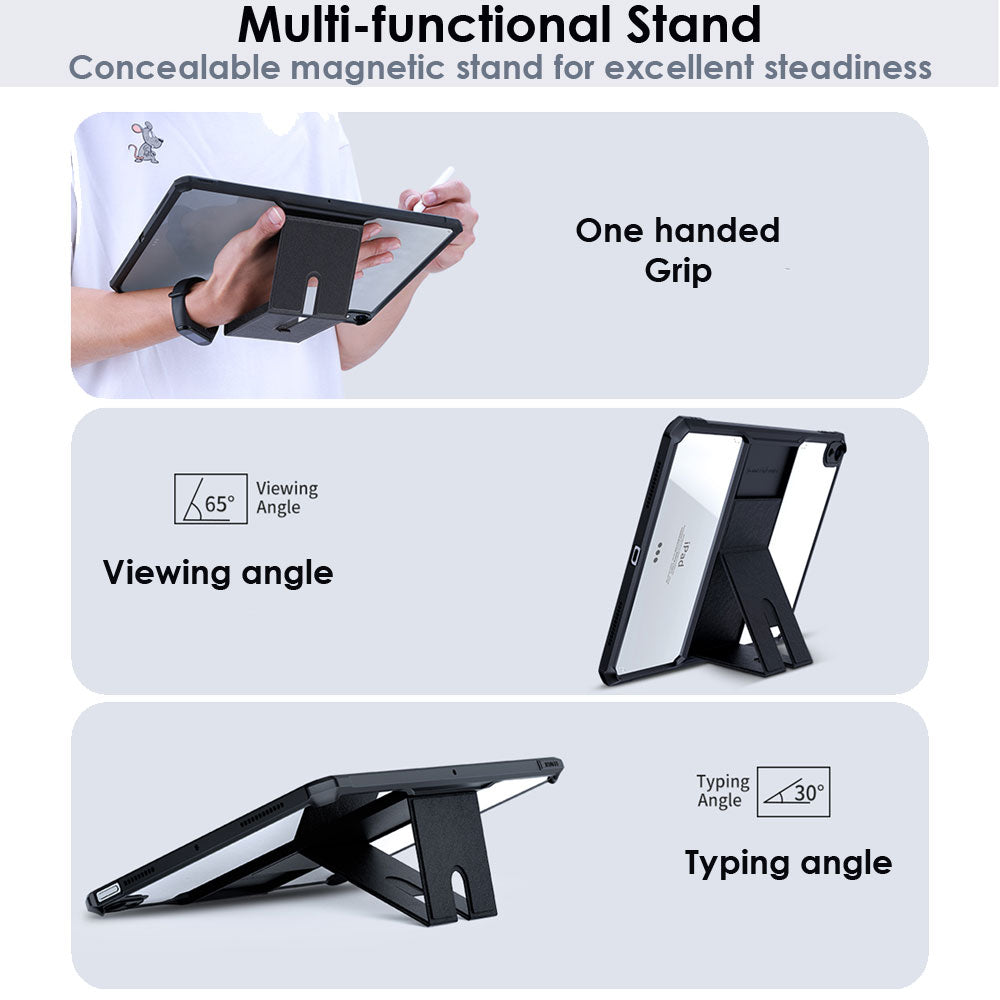 TECHGEAR Tough Case for iPad Air 13-inch (2026 M4 / 2025 M3 / 2024 M2) & iPad Pro 12.9 (3rd–6th Gen 2018–2022) Slim Rugged Shockproof Case with Stand – Clear Back Protective Tablet Cover