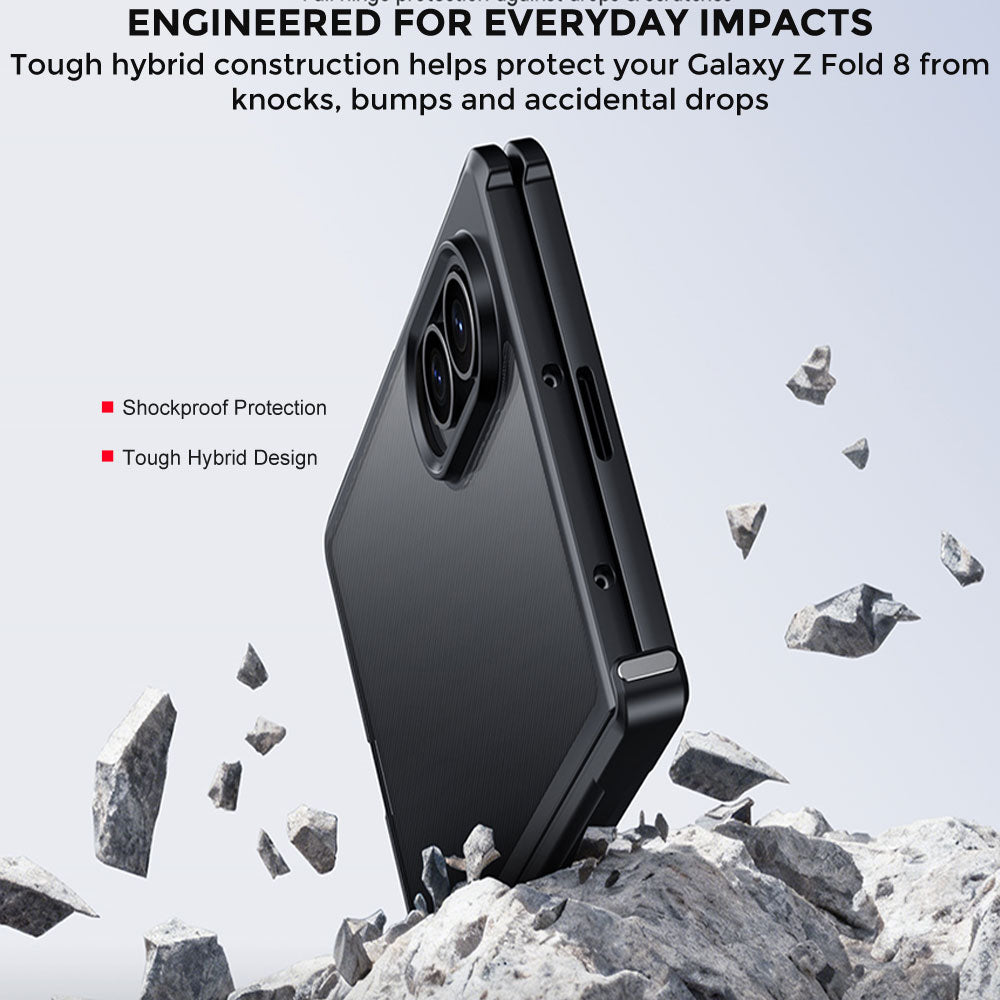 TECHGEAR Tough Case for Samsung Galaxy Z Fold 8 with Built-In Tempered Glass Screen Protector, Shockproof, Hinge Protection & Clear Back