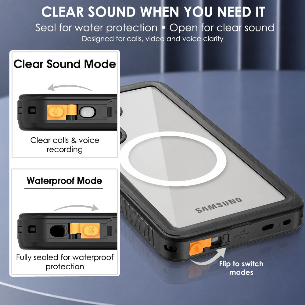 TECHGEAR Waterproof Magnetic Case for Samsung Galaxy S25 Plus (S25+) – IP68 Shockproof 360° Full Body Sealed Cover with Built-In Screen Protector