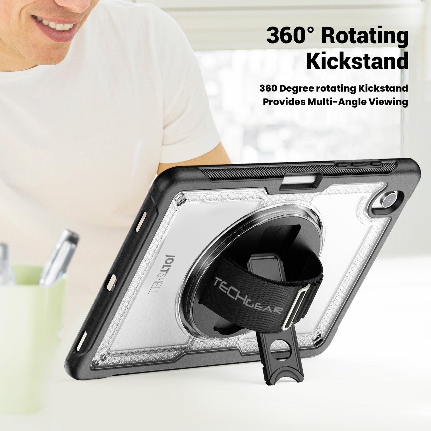 TECHGEAR JOLT Case for Samsung Galaxy Tab S11 11" (SM-X730 / SM-X736) – Slim Rugged Case with S-Pen Holder, 360° Stand, Hand Strap & Shoulder Strap