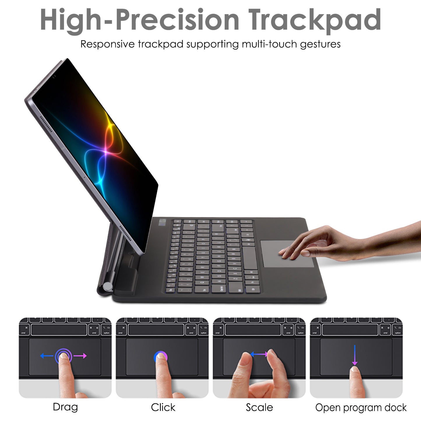 [Magic Keyboard] Magnetic Floating Stand, Precision Multi-Touch Trackpad, 7 Color Backlight, UK QWERTY for Samsung Galaxy Tab S10 Ultra, S9 Ultra, S8 Ultra 14.6" (X920 / X910 / X900 Series)