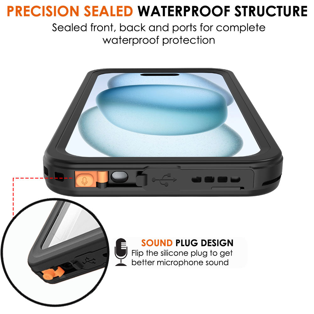 TECHGEAR Waterproof MagSafe Charging Case for iPhone 15 6.1" – IP68 Shockproof 360° Full Body Sealed Cover with Built-In Screen Protector