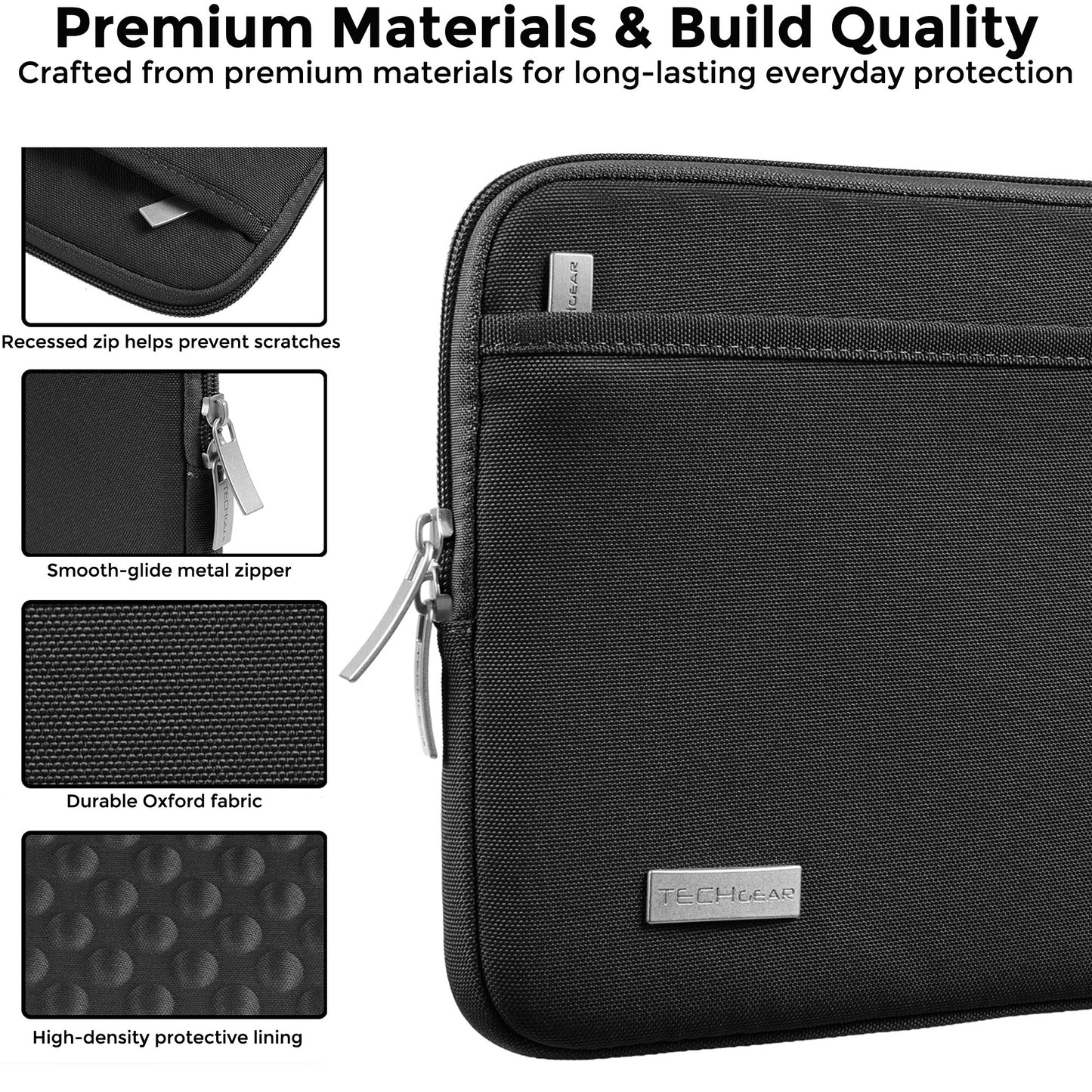 TECHGEAR AirShock Universal Tablet Sleeve | Shockproof Protective Sleeve Case for 7-13 Inch Tablets | Water-Resistant Oxford Fabric with Front Storage Pocket