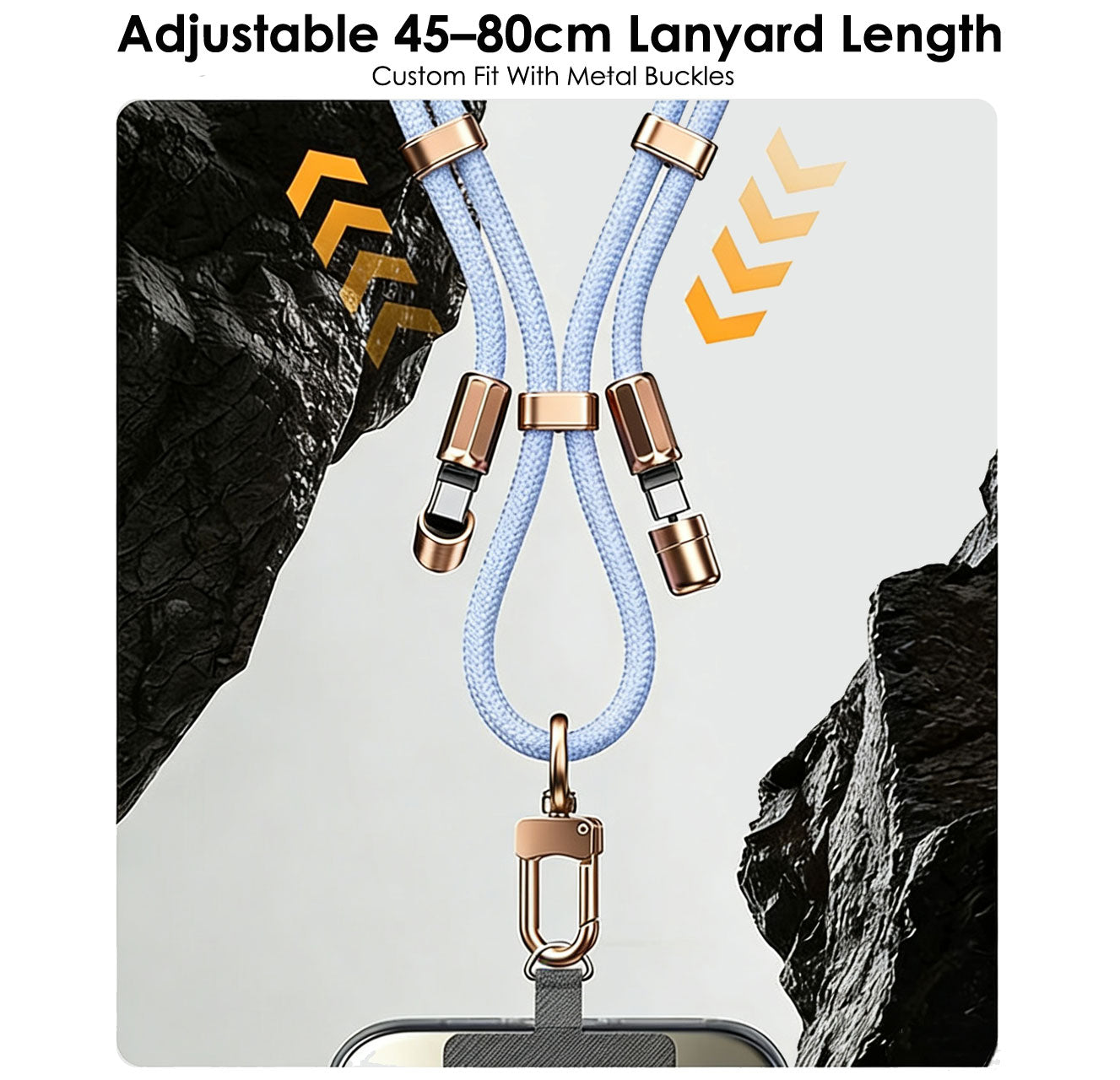 TECHGEAR USB-C to USB-C Lanyard Charging Cable 100W PD, Adjustable 45-80cm Wearable Crossbody Phone Neck Strap, Braided Fast Charge Cable