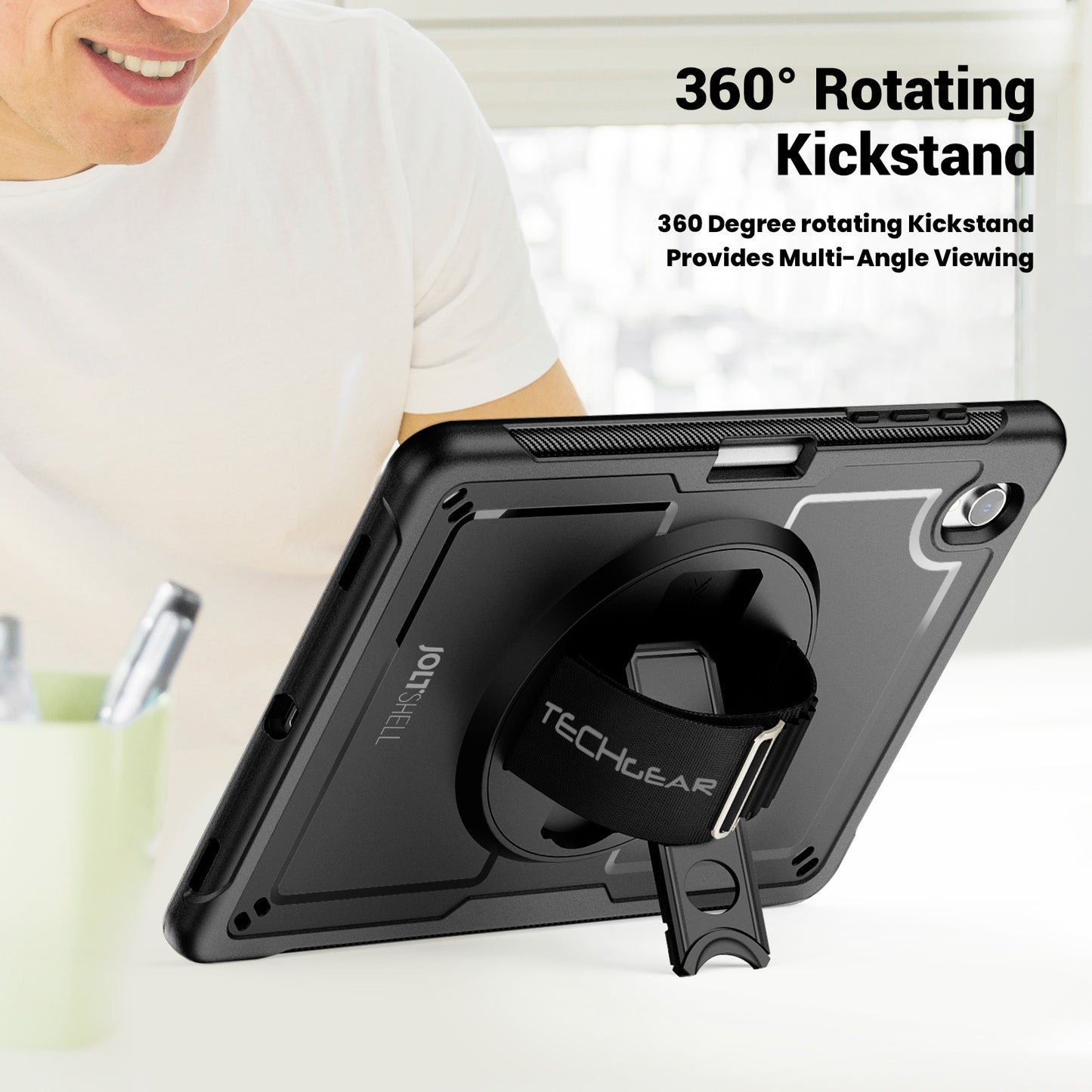 TECHGEAR JOLT Case for Samsung Galaxy Tab S11 11" (SM-X730 / SM-X736) – Slim Rugged Case with S-Pen Holder, 360° Stand, Hand Strap & Shoulder Strap