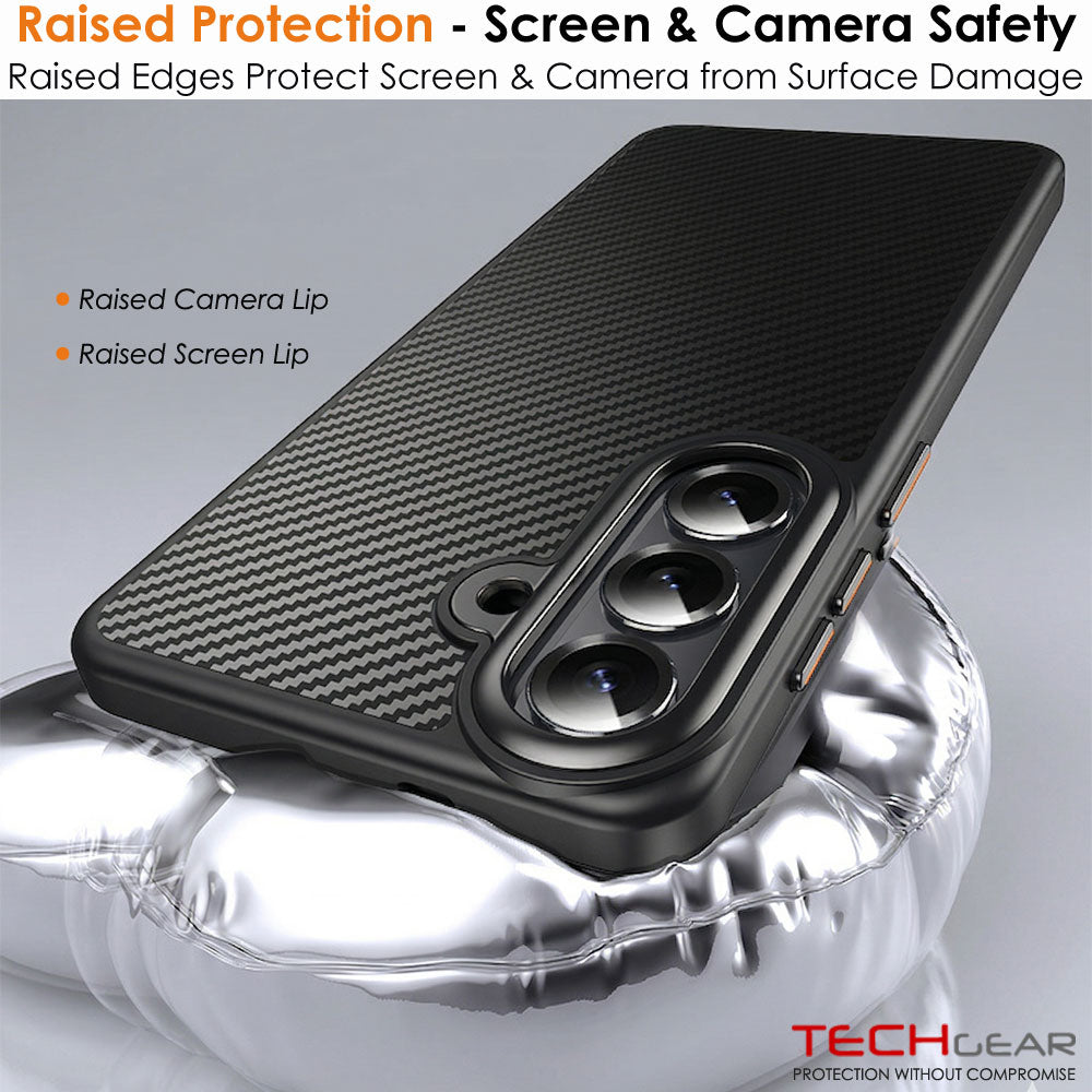 TECHGEAR Carbon Fibre Case for Samsung Galaxy S26 - Magnetic Slim Shockproof Hard Back Cover, Wireless Charging Compatible