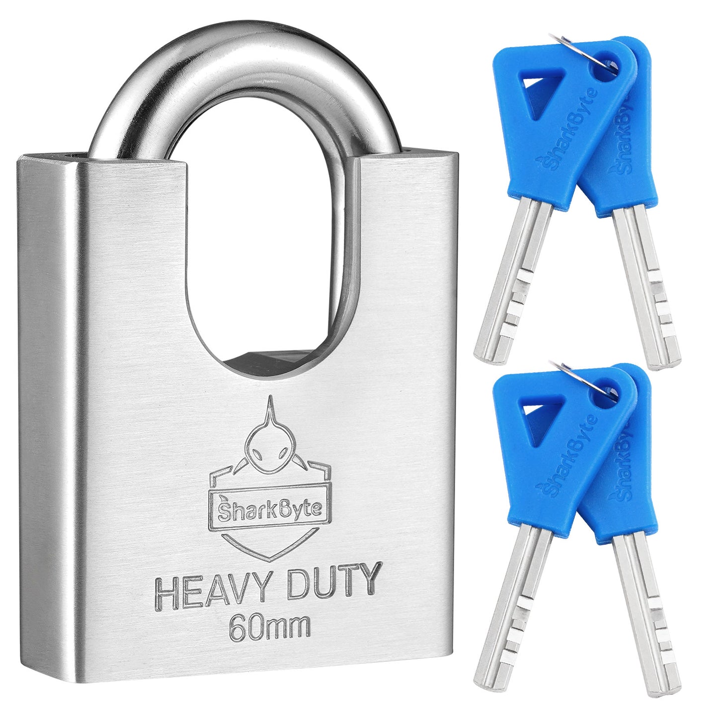 Sharkbyte [Never Rust] Concealed Shackle Heavy Duty Waterproof Outdoor Padlock with 4 Keys [50mm / 60mm] 100% Stainless Steel Hardened Body & Mechanism, Weatherproof Lock, Anti-Corrosion for Container, Locker, Shed, Warehouse, Garage, Gate etc