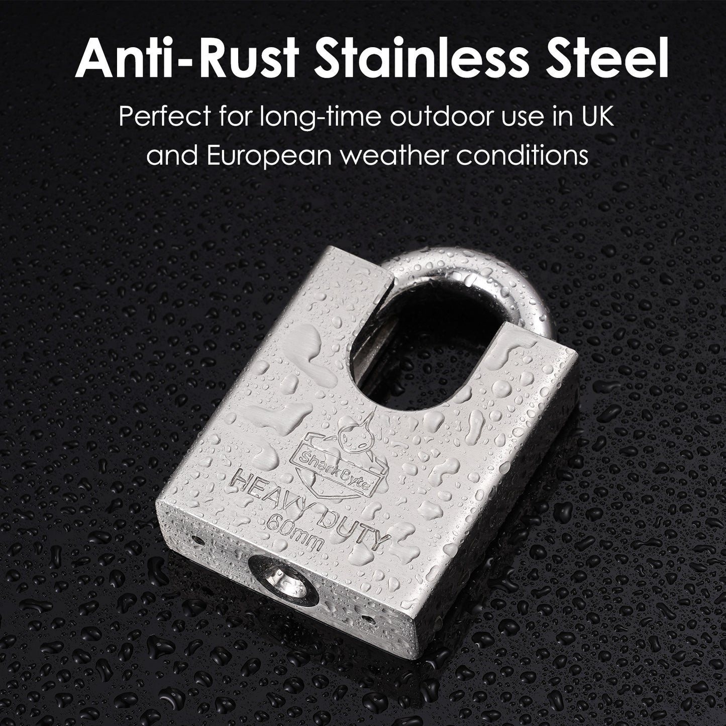 Sharkbyte [Never Rust] Concealed Shackle Heavy Duty Waterproof Outdoor Padlock with 4 Keys [50mm / 60mm] 100% Stainless Steel Hardened Body & Mechanism, Weatherproof Lock, Anti-Corrosion for Container, Locker, Shed, Warehouse, Garage, Gate etc