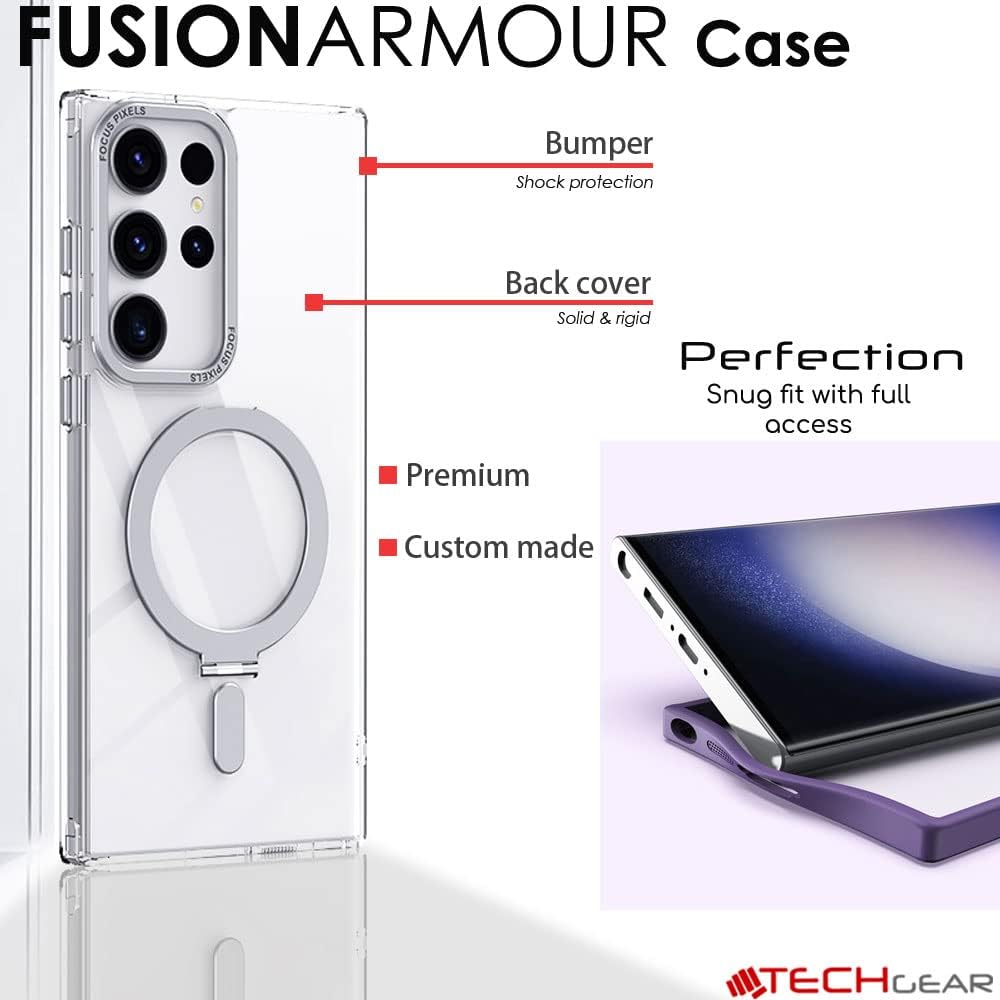[Fusion Armour Ring] Premium Tough Protective Magnetic Ring Kickstand Case, MagSafe Case for Samsung Galaxy S24 Ultra