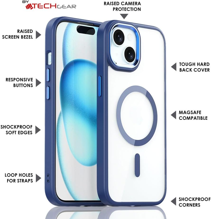 iPhone 15 Plus 6.7" Tough MagSafe Case [Magnetic Fusion] Premium Tough Rugged Protective Case Slim Heavy Duty Protection with Clear Back