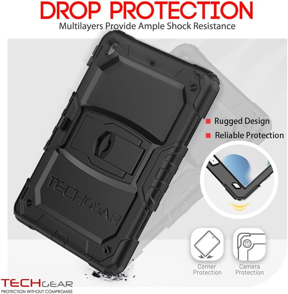 [ArmourSHIELD Case] Full Body Tough Rugged Case with Folding Stand & Screen Protector For Apple iPad 10.2" 2021/2020/2019 [9th/8th/7th Generation]