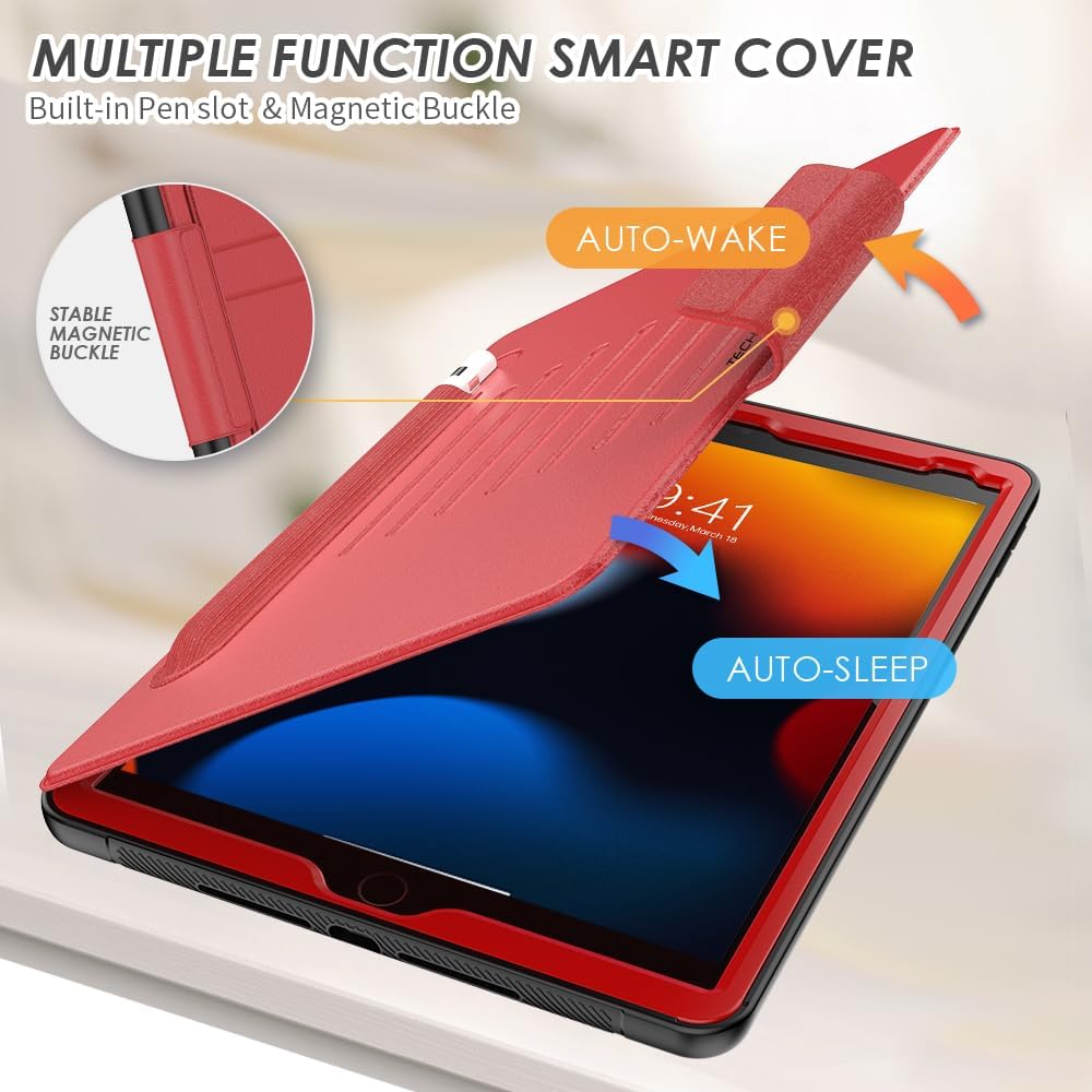 [Enduro Case] Tough Strong Magnetic & Flip Case [Auto Sleep/Wake] Cover with Multi-Angle Stand & Card Slot For Apple iPad 10.2" 2021-2019 9th-7th Gen