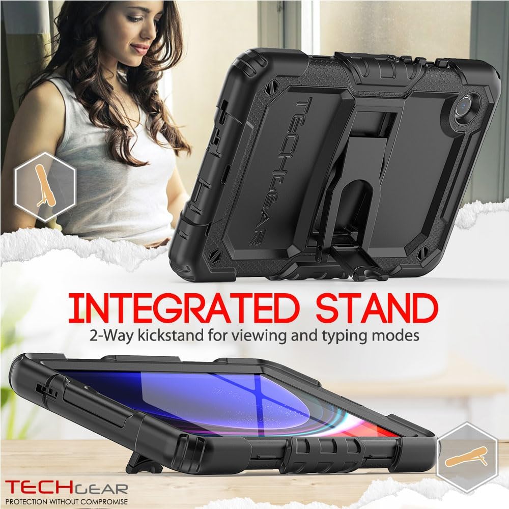 [ArmourSHIELD Case] Full Body Tough Rugged Case with Folding Stand & Screen Protector For Samsung Galaxy Tab A9 8.7" (SM-X110 / SM-X115)