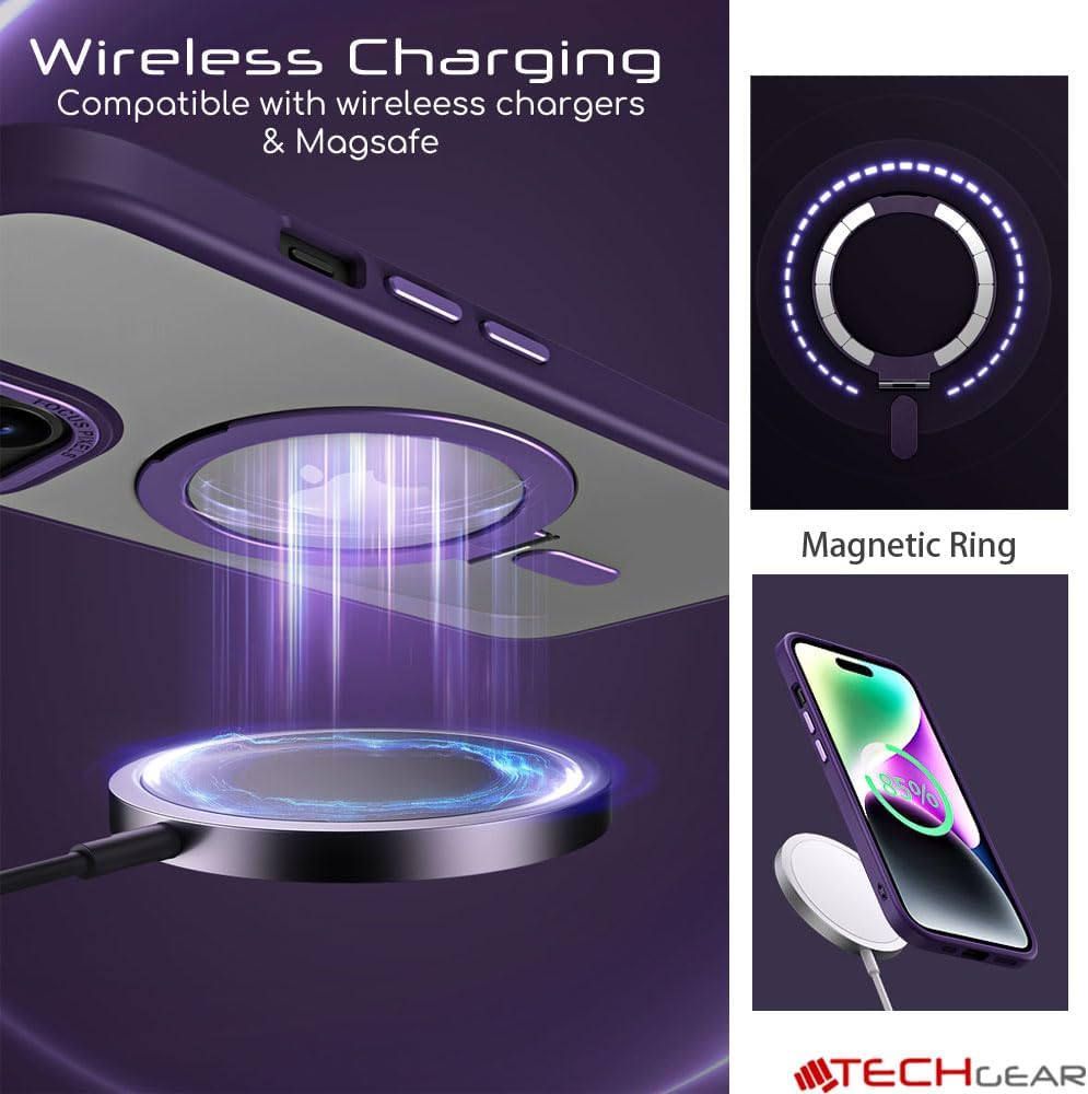 [Fusion Armour Ring] Premium Tough Protective Magnetic Ring Kickstand Case, MagSafe Case for iPhone 15 Pro Max 6.7"