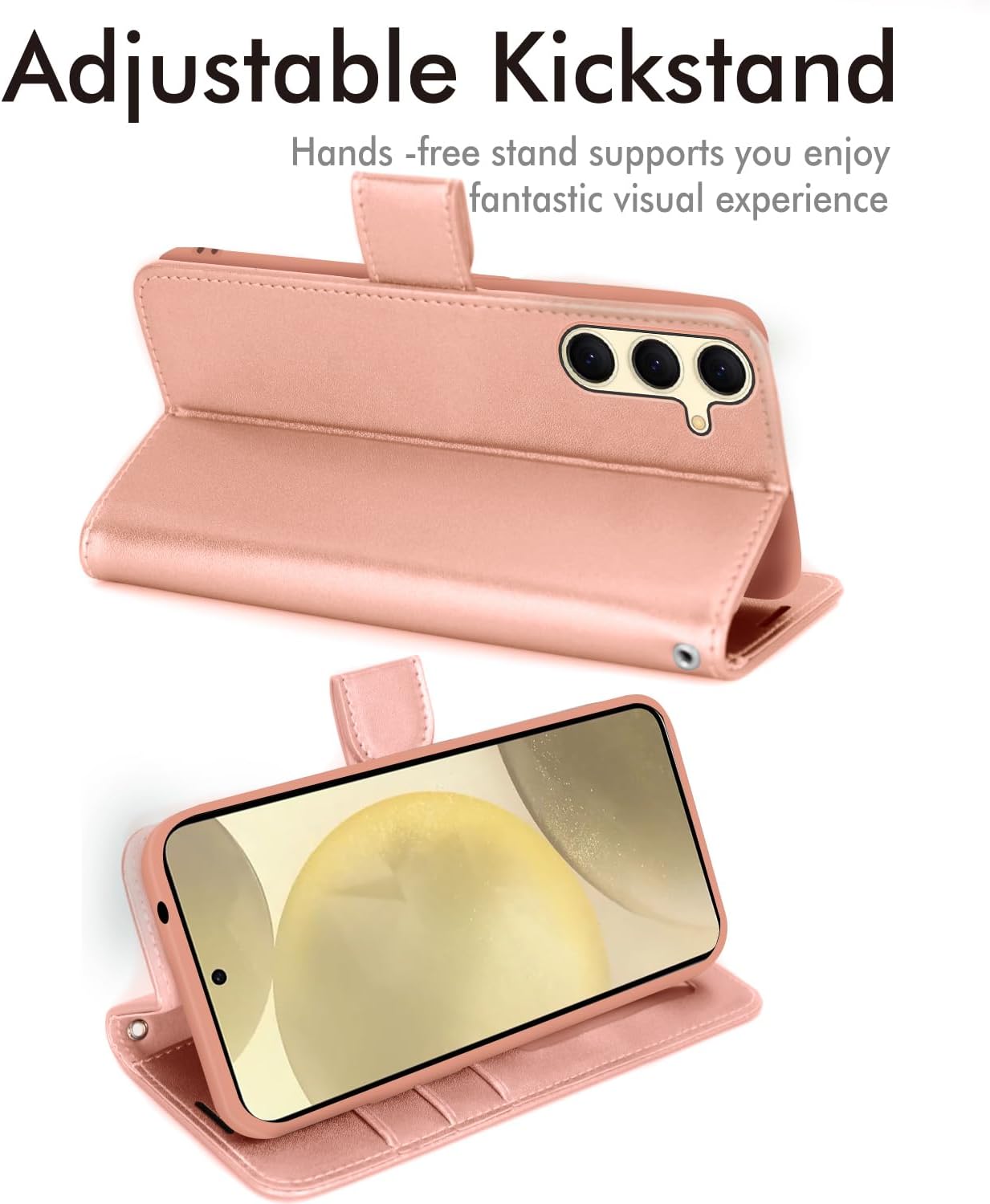 [Wallet Case] Protective Cover with Cash & Card Holder, Stand and Wrist Strap For Samsung Galaxy S24 Plus
