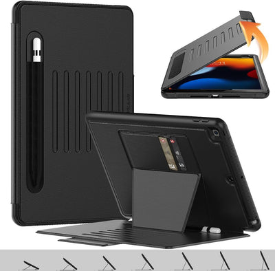 [Enduro Case] Tough Strong Magnetic & Flip Case [Auto Sleep/Wake] Cover with Multi-Angle Stand & Card Slot For Apple iPad 10.2" 2021-2019 9th-7th Gen