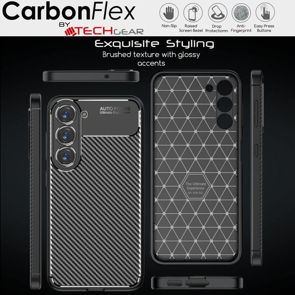 [CarbonFlex Case] Flexible, Shockproof, Ultra Slim, Soft TPU Protective Shell Cover with Carbon Fibre Detailing for Samsung Galaxy S24 Plus