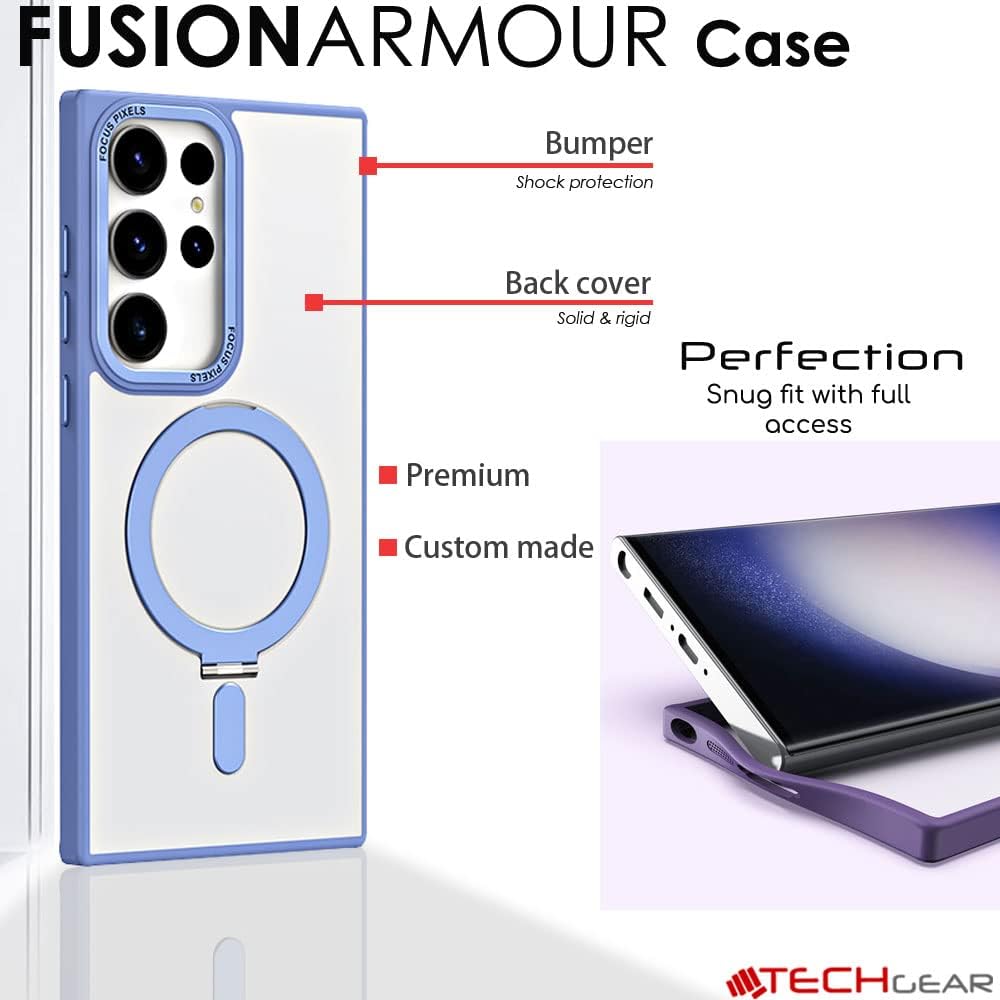 [Fusion Armour Ring] Premium Tough Protective Magnetic Ring Kickstand Case, MagSafe Case for Samsung Galaxy S24 Ultra
