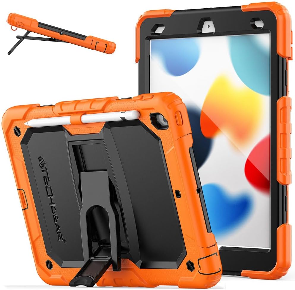 [ArmourSHIELD Case] Full Body Tough Rugged Case with Folding Stand & Screen Protector For Apple iPad 10.2" 2021/2020/2019 [9th/8th/7th Generation]