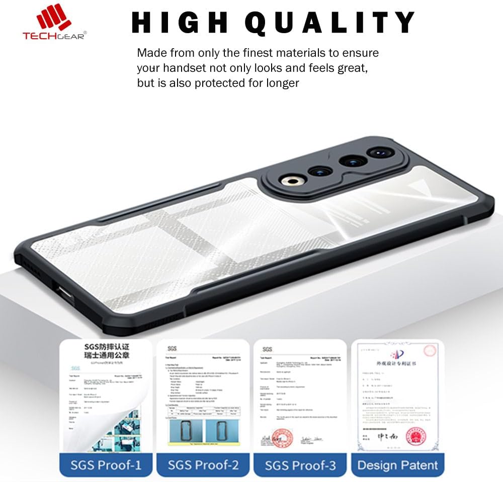 [Fusion Armour Case] Premium Hybrid Tough Heavy Duty, Clear Back, Bumper Case for Honor 90 5G