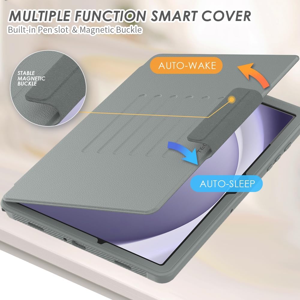 [Enduro Case] Tough Strong Magnetic & Flip Case [Auto Sleep/Wake] Cover with Multi-Angle Stand & Card Slot For Samsung Tab A9 Plus 11" (SM-X210/X215)