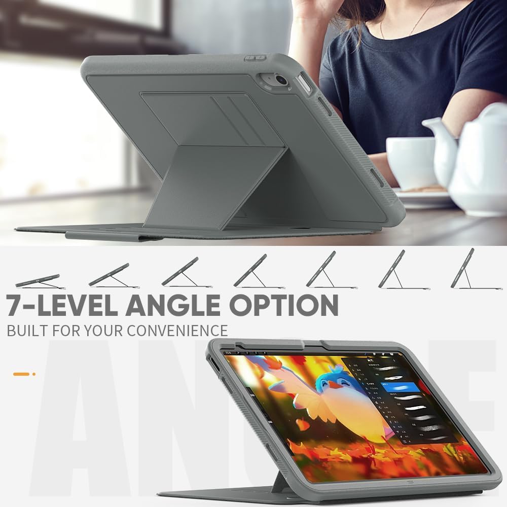 [Enduro Case] Tough Strong Magnetic & Flip Case [Auto Sleep/Wake] Cover with Multi-Angle Stand & Card Slot For Apple iPad 11th & 10th Generation, iPad 2025 / 2022