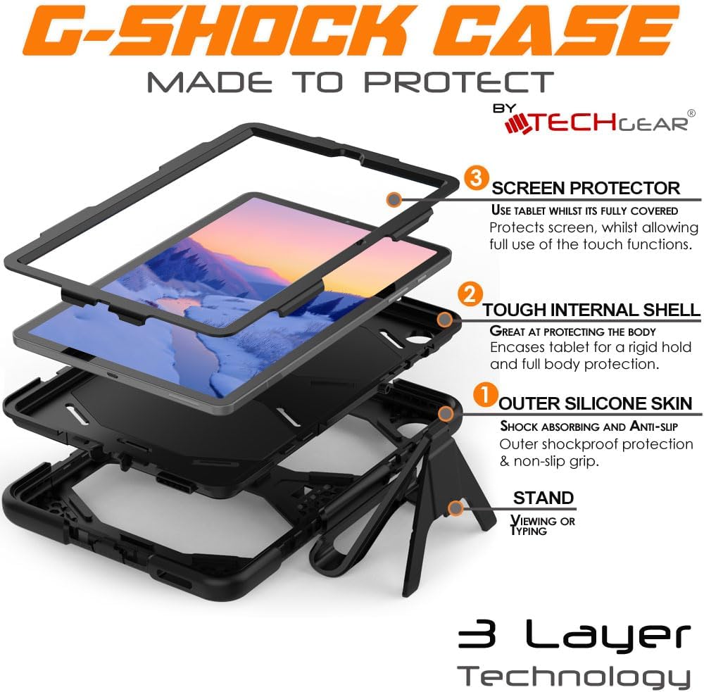 [G-SHOCK Case] Heavy Duty Long Survival Screen Protector Case for Samsung Galaxy Tab S6 Lite (SM-P610/P613/P615/P619/P620/P625)