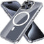 [Mag Fusion] Shockproof, Anti-Scratch, Slim & Light, Gel Bumper & Clear Hard Back Compatible with MagSafe Case Cover for iPhone 15 Pro Max 6.7"