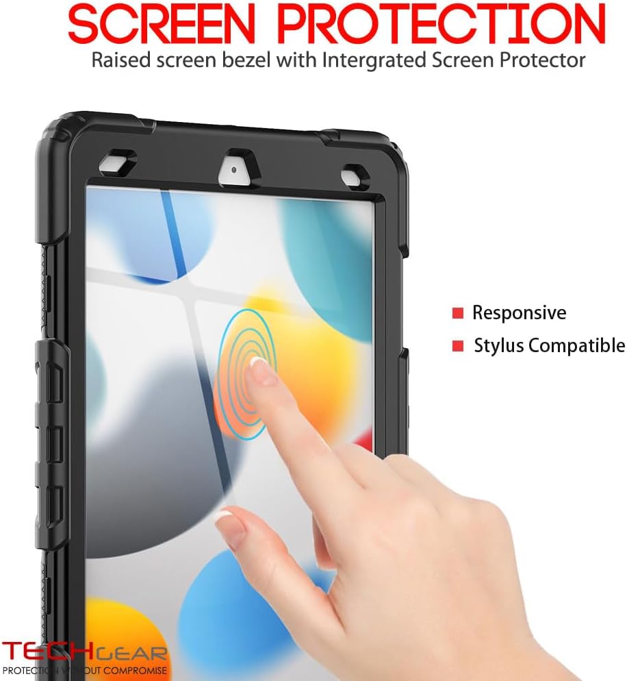 [ArmourSHIELD Case] Full Body Tough Rugged Case with Folding Stand & Screen Protector For Apple iPad 10.2" 2021/2020/2019 [9th/8th/7th Generation]